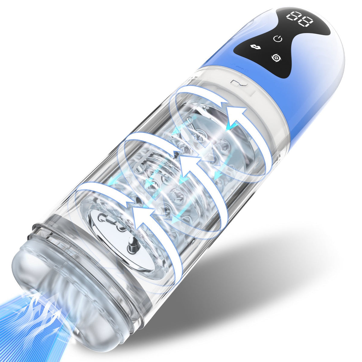 Fully automatic male masturbator toy penis pump equipped with 7 suction modes, 7 rotation modes, and tongue licking